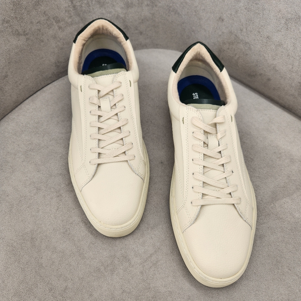 Steve Madden Sneakers Men's 11.5 White Green Leather Xavvier Low Top New $100